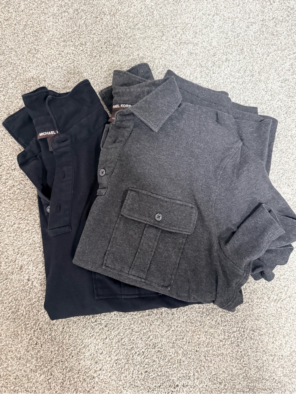 Michael Kors Men’s Black & Charcoal Button-Up Polo Bundle